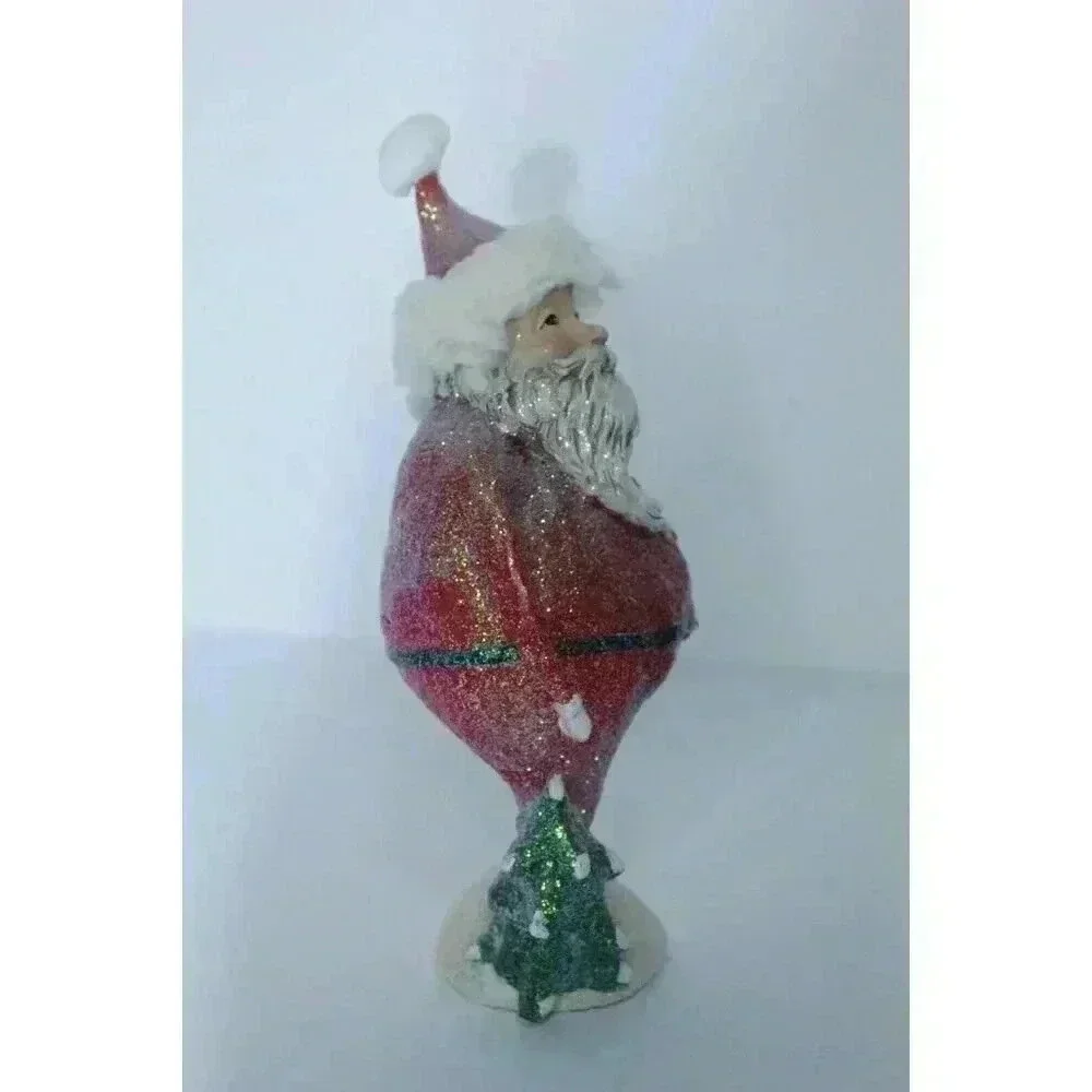 Roman Inc. Santa w/ Star‎ & Tree Glitter Whimsical Distressed BOHO 11 inches NWT